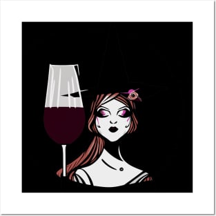 Witches and Wine Halloween Red Wine Lover 2 Posters and Art